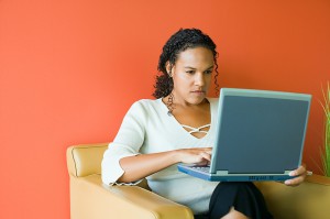 image of woman viewing recruiting resources on a laptop