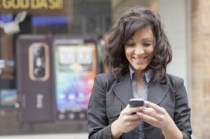 Image of woman viewing sms for mobile recruitment